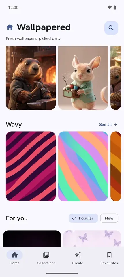 Wallpapered home feed